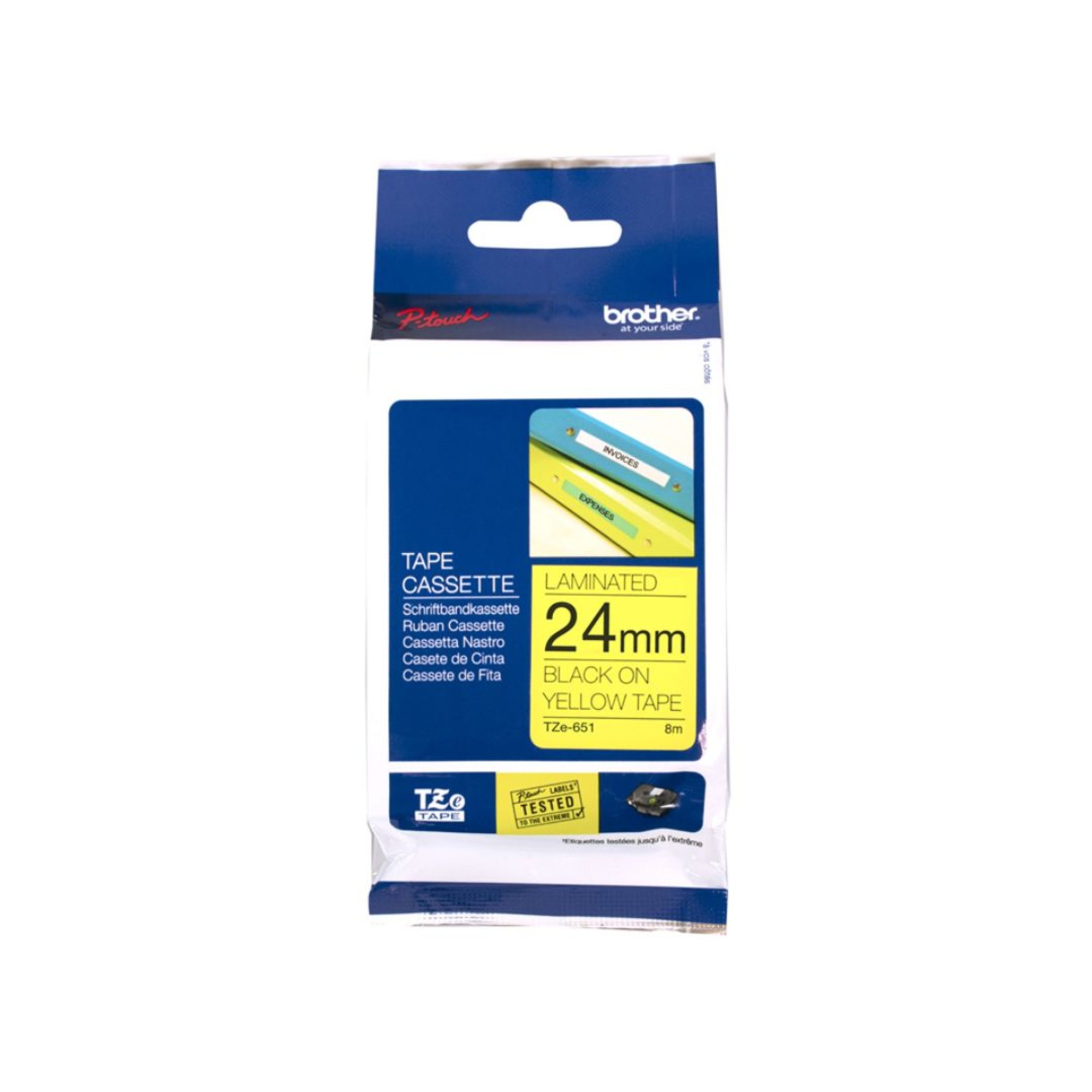 Brother COLOR TAPES 24MM BLACK ON YELLOW TZ-651