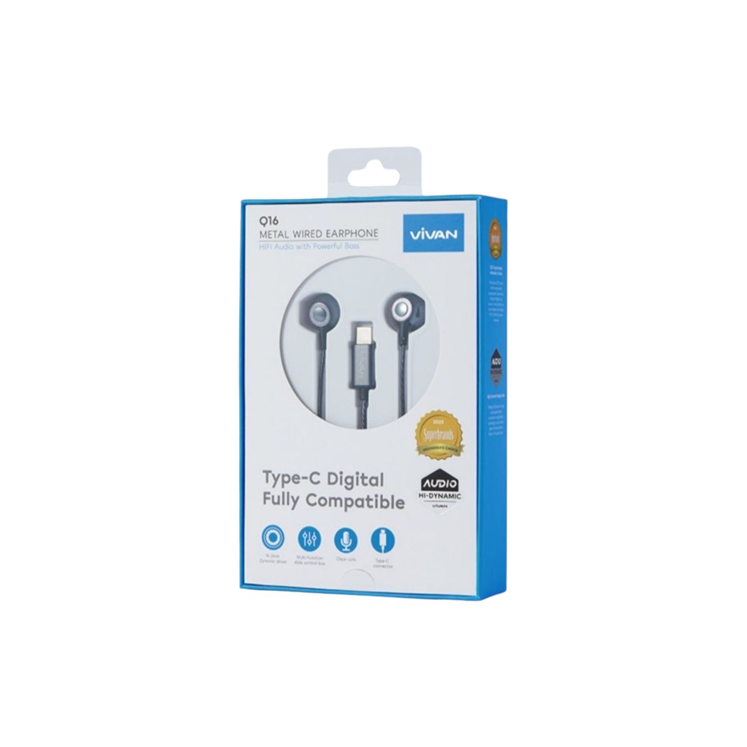 Vivan Earphone Q16 Space Grey