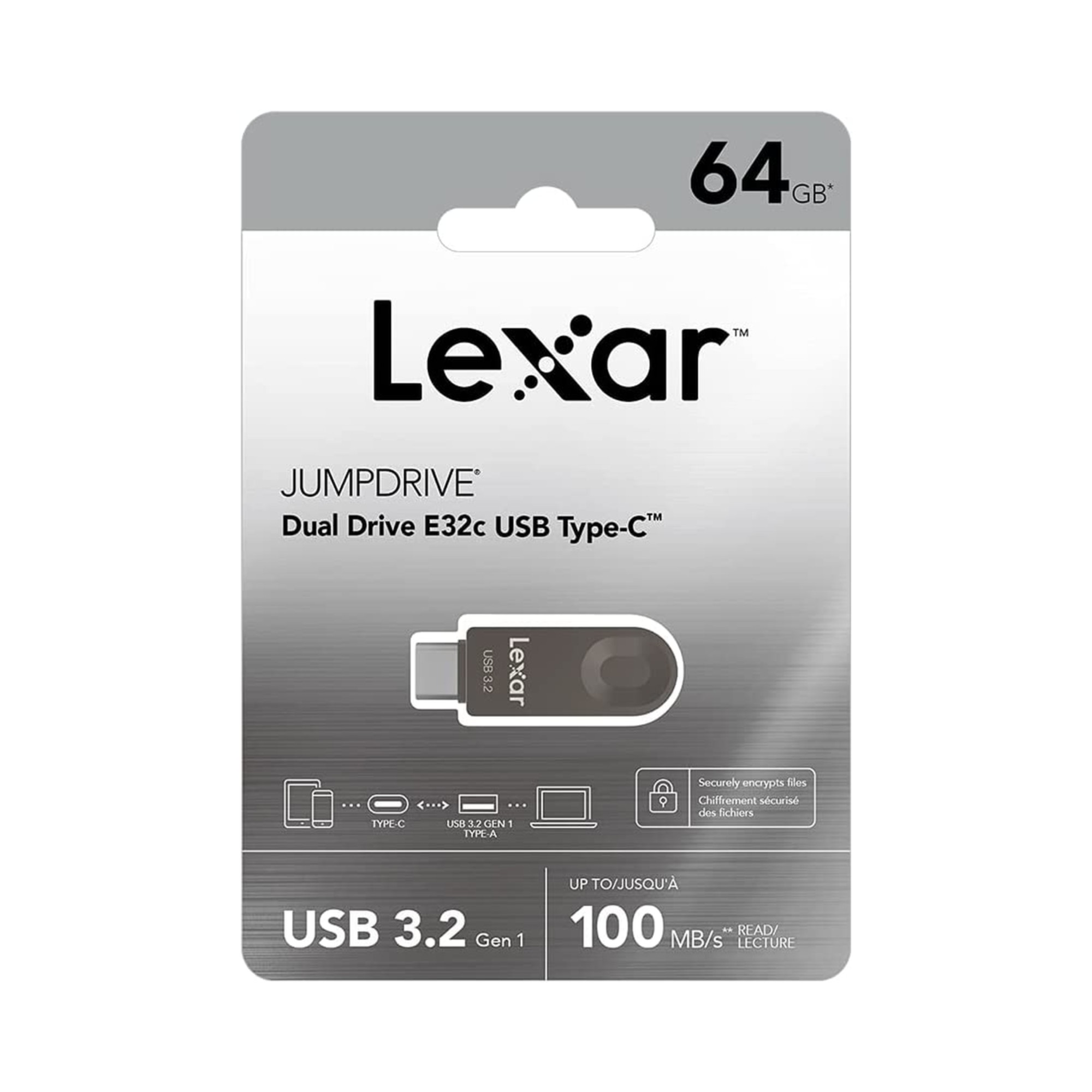 Lexar Flashdisk Jumpdrive Dual Drive E32c 64Gb USB-C 3.2