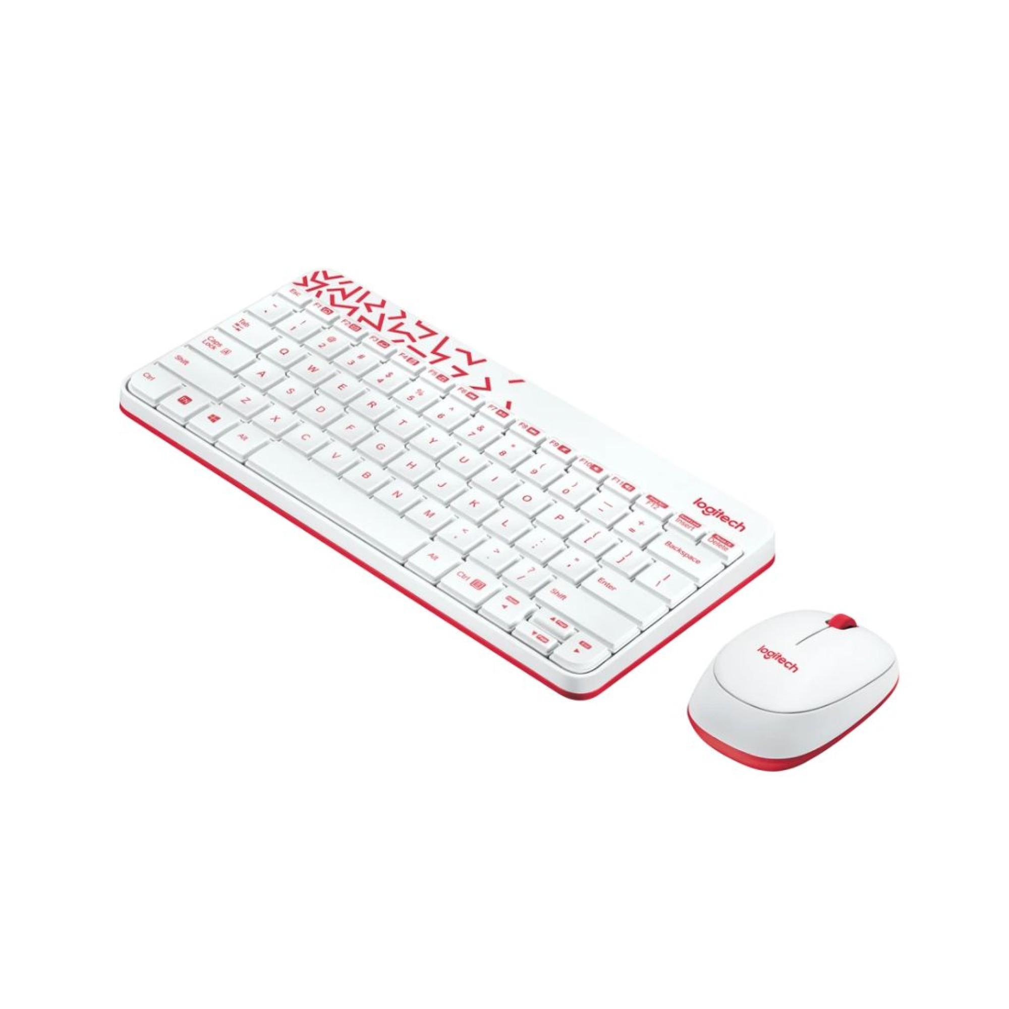 Logitech Mk240 Nano Keyboard & Mouse Wireless Putih/Vivid Red