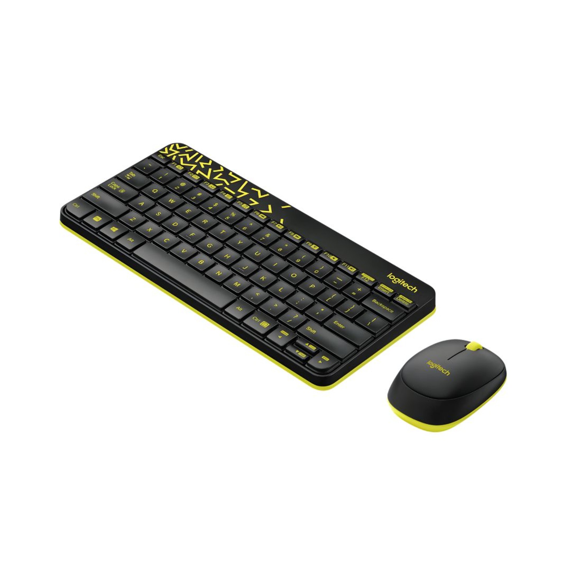 Logitech Mk240 Nano Keyboard & Mouse Wireless Hitam/Chartreuse Yellow