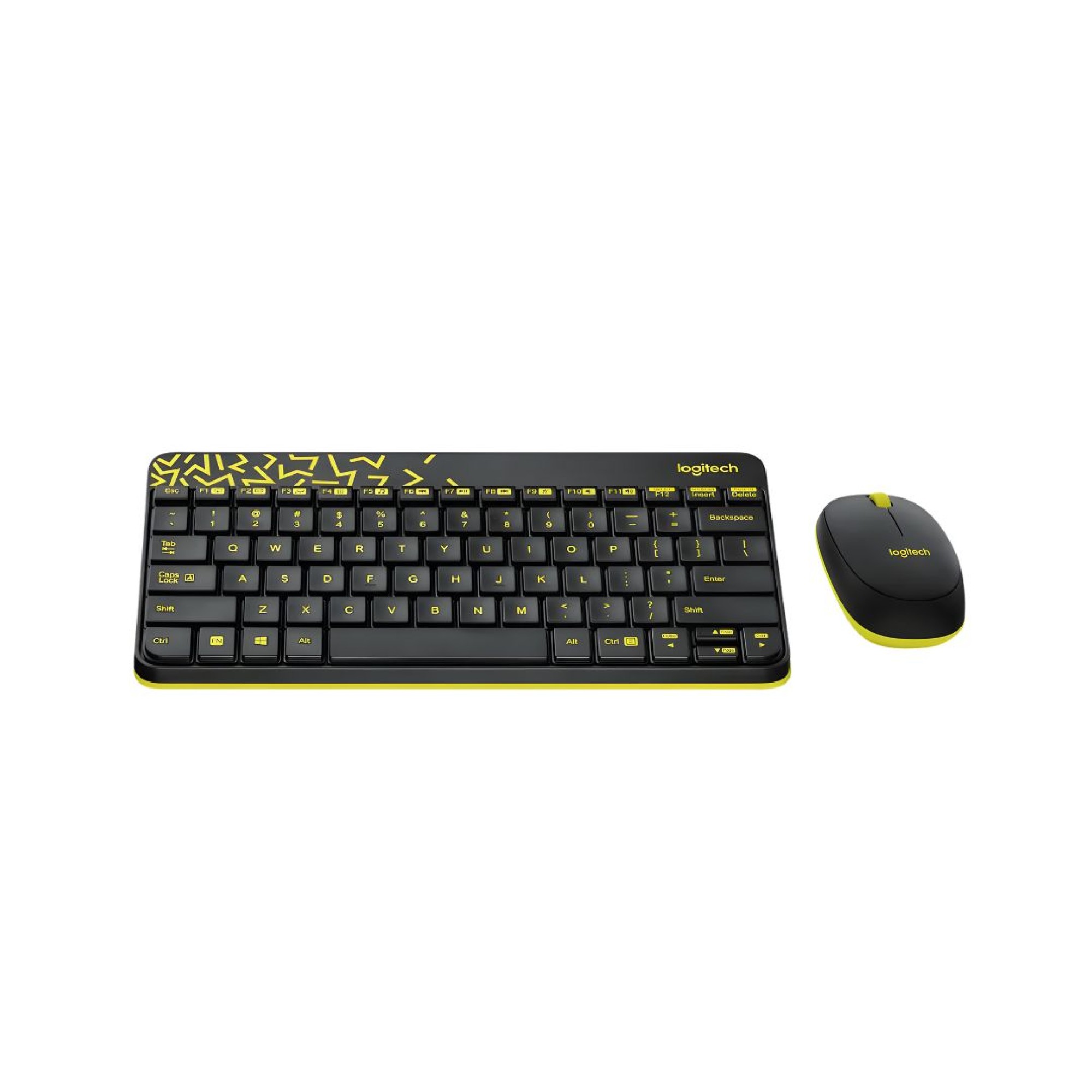 Logitech Mk240 Nano Keyboard & Mouse Wireless Hitam/Chartreuse Yellow