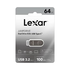 Lexar Flashdisk Jumpdrive Dual Drive E32c 64Gb USB-C 3.2